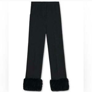 Danielle Bernstein weworewhat high waist Faux Fur Hem pants